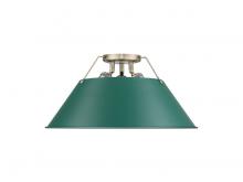  3306-3FM AB-GN - Orwell 3-Light Flush Mount in Aged Brass with Pine Green